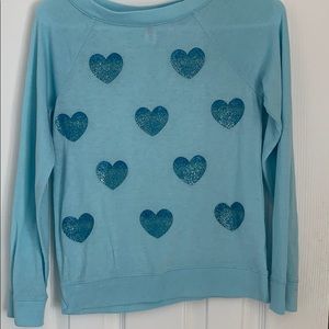 Justice long sleeved shirt with glitter hearts